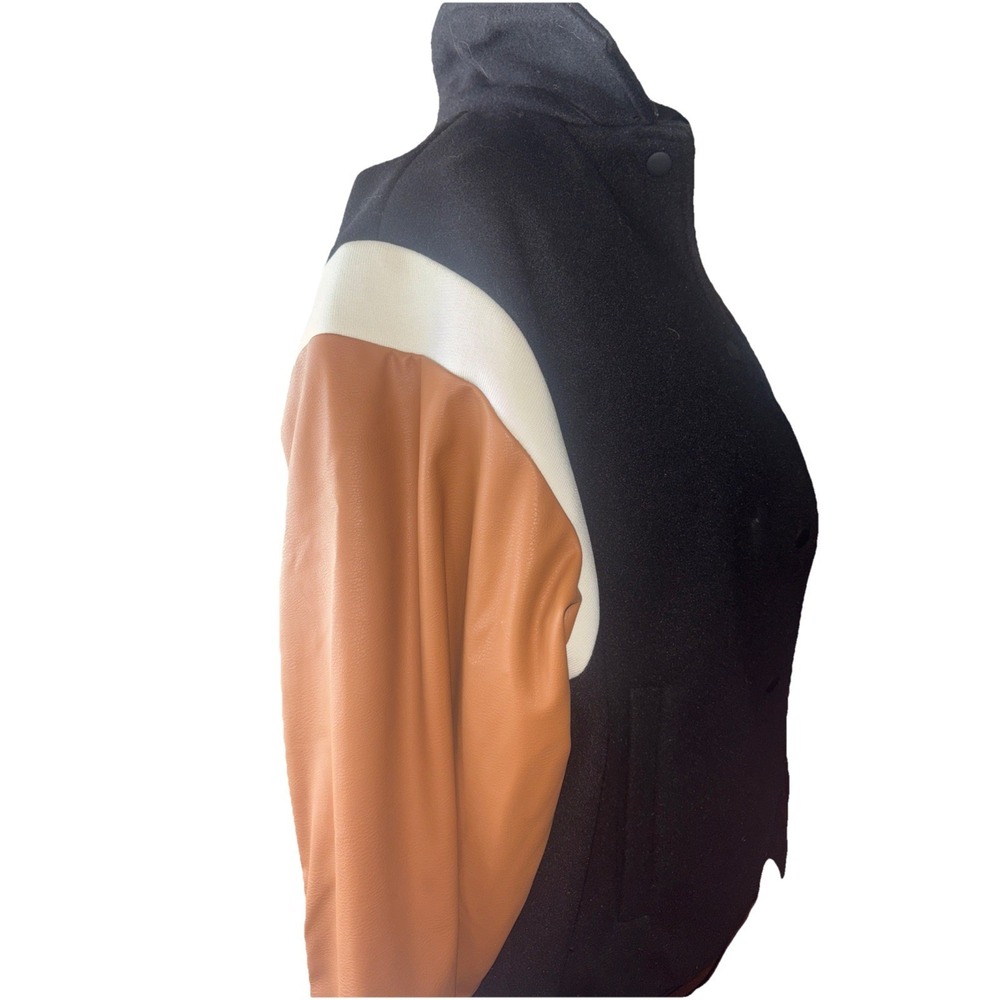 H&M Women's Baseball Varsity Jacket 'Outdoor Camper' Black Size S - Picture 2 of 10